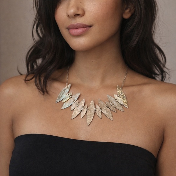 Anthropologie x MADE Flecha Silver Statement Necklace Ethical Artisan Kenya - Picture 2 of 10